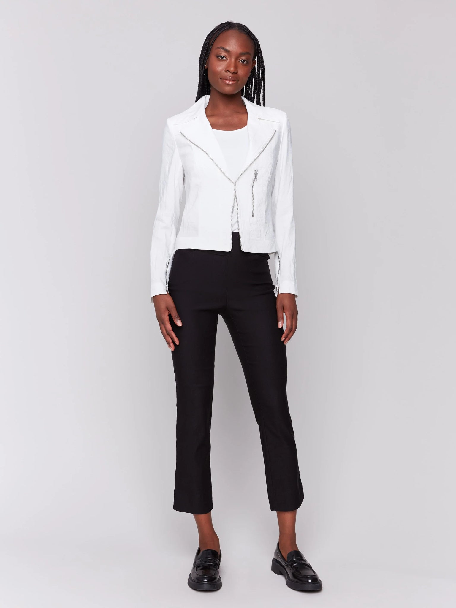Crinkle Rayon Biker Jacket