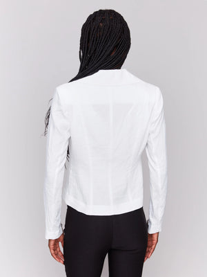Crinkle Rayon Biker Jacket