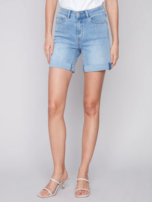 Cuffed Hem Denim Shorts | Light Blue