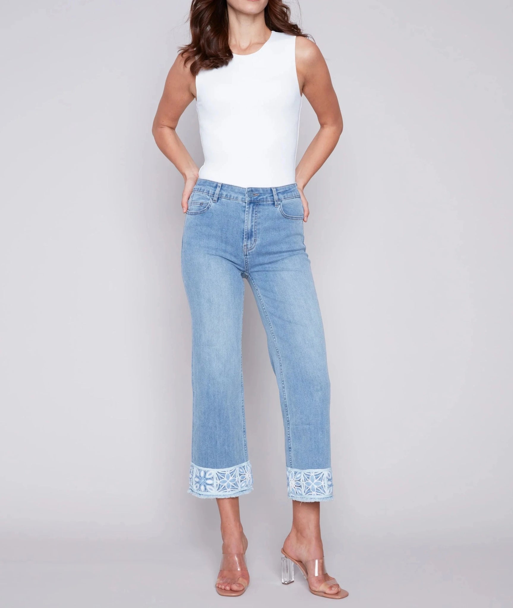 Jeans with Crochet Cuff | Light Blue