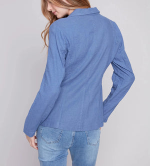 Light Linen Blend Blazer - Denim