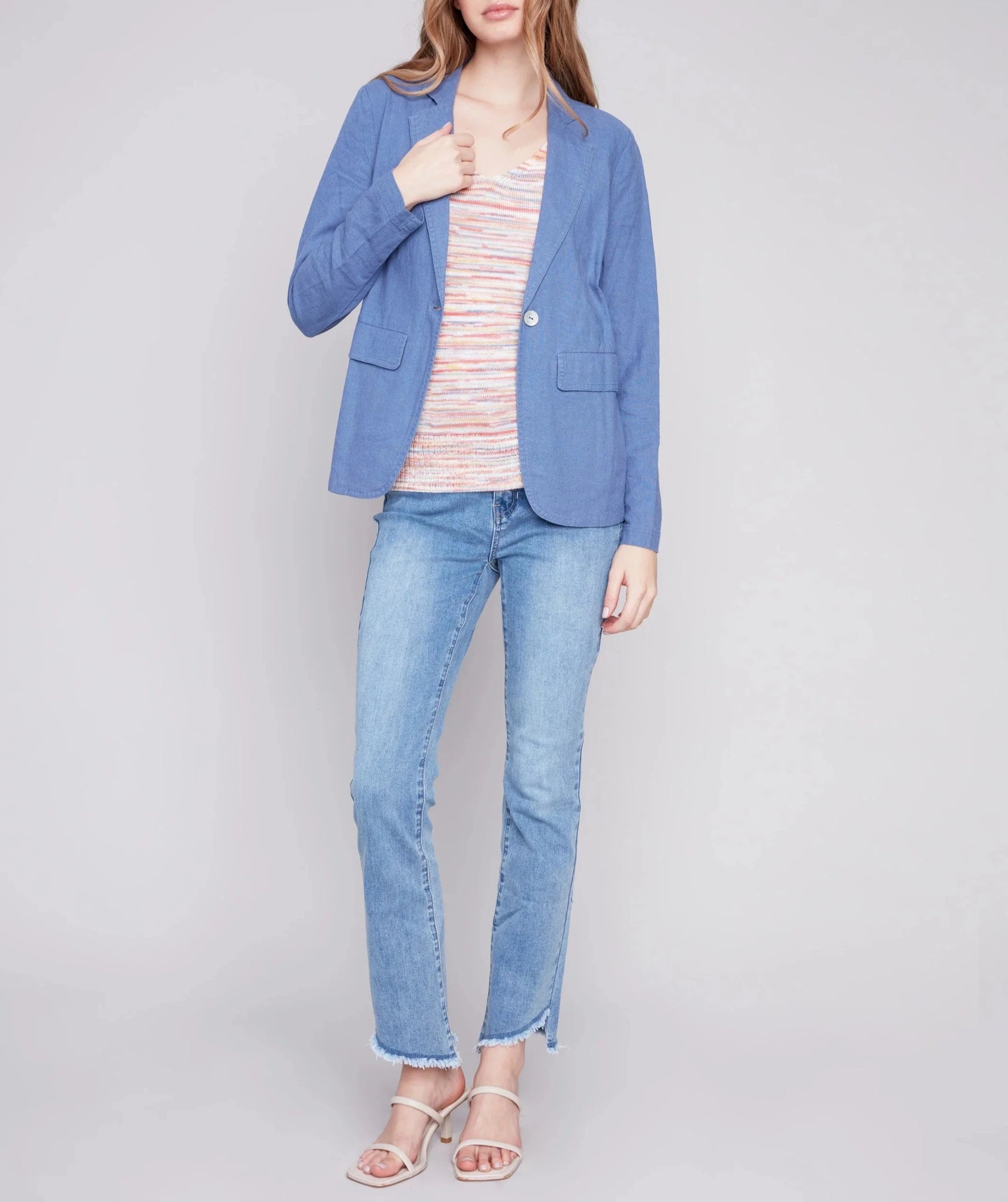 Light Linen Blend Blazer - Denim