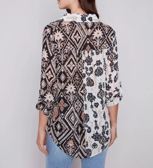 Printed Crinkle Georgette Blouse - Damask