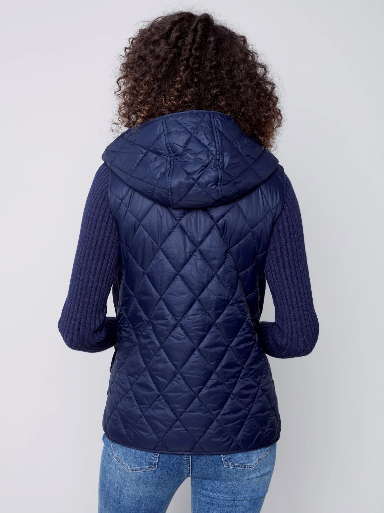 Quilted Puffer Vest with Hood | Navy
