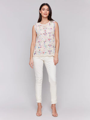 Sleeveless Crochet Crew Neck Top
