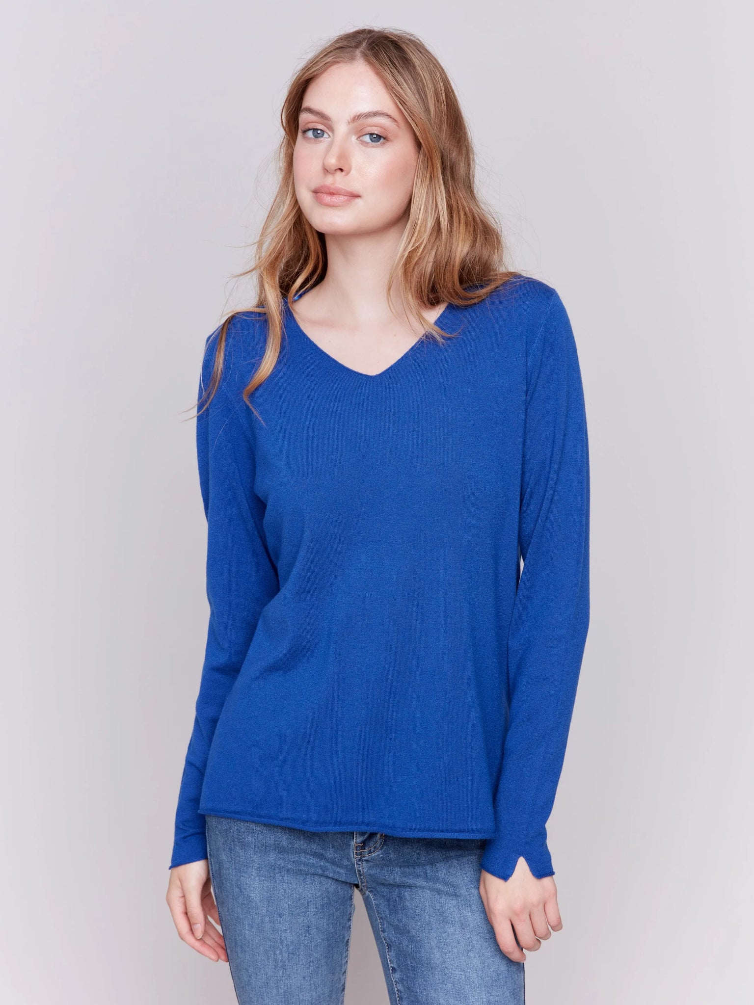 Solid Basic V-Neck Sweater