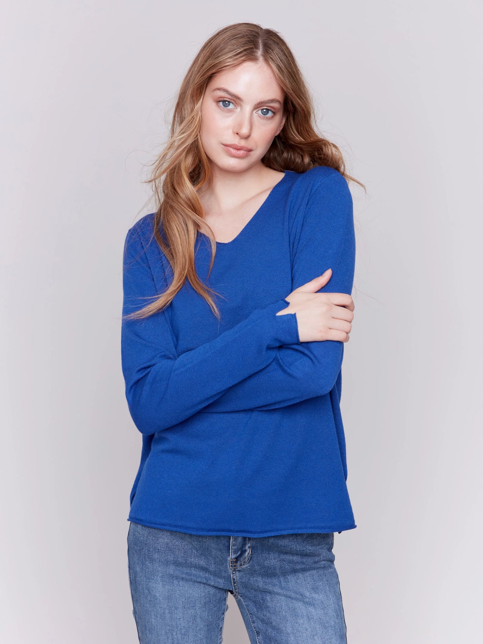 Solid Basic V-Neck Sweater