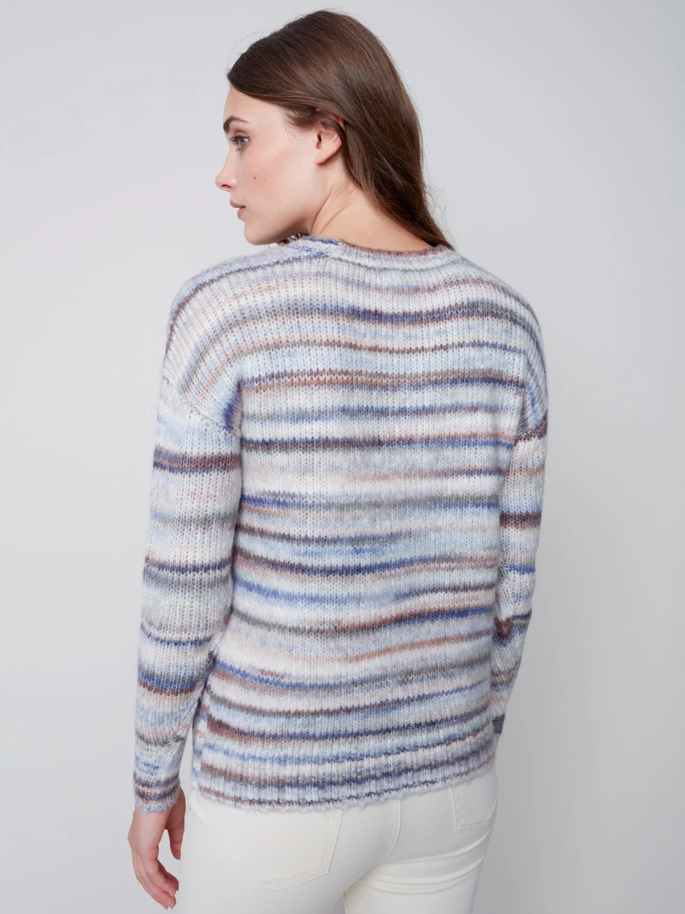 MIX_GREY_SP】scair / SPACE DYED CREW NECK SWEATER-