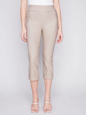 Stretch Pull-On Capri Pants | Greige