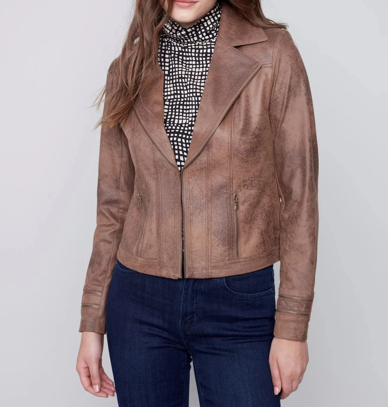 Vintage Faux Suede Perfecto Jacket | Truffle