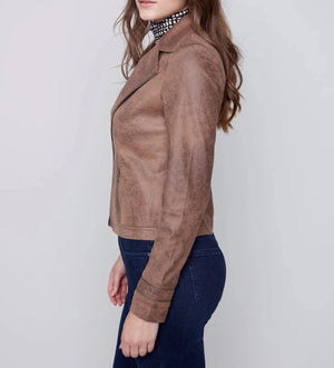 Vintage Faux Suede Perfecto Jacket | Truffle