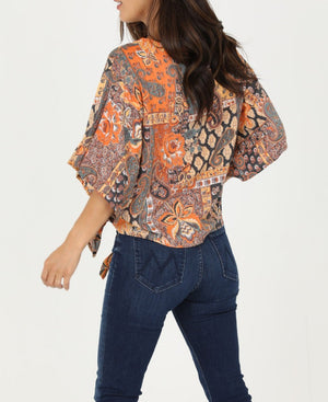 Draped Tie-Front Blouse | Sunset