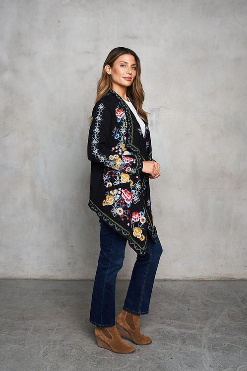 Double Face Knit Embroidered Cardigan