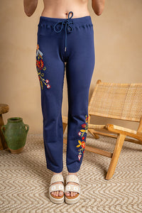 French Terry Embroidered Pull-On Pant