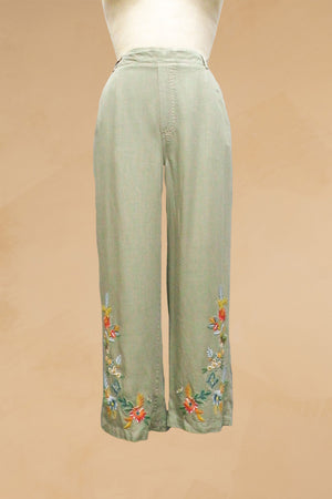 Tencel Embroidered Crop Pant