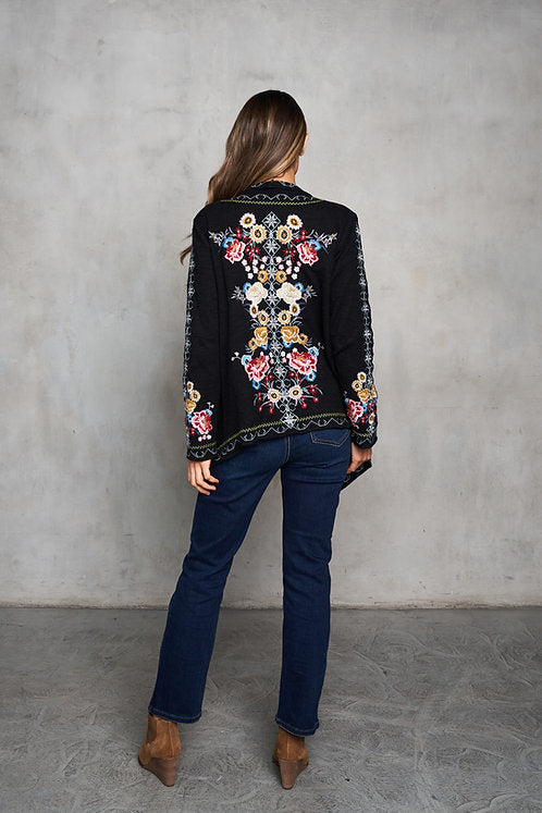 Double Face Knit Embroidered Cardigan