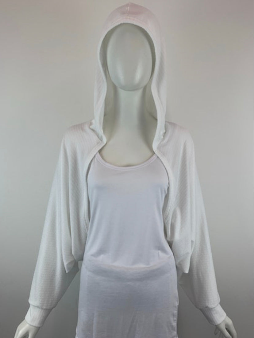 Open Front Crop Cardi | White