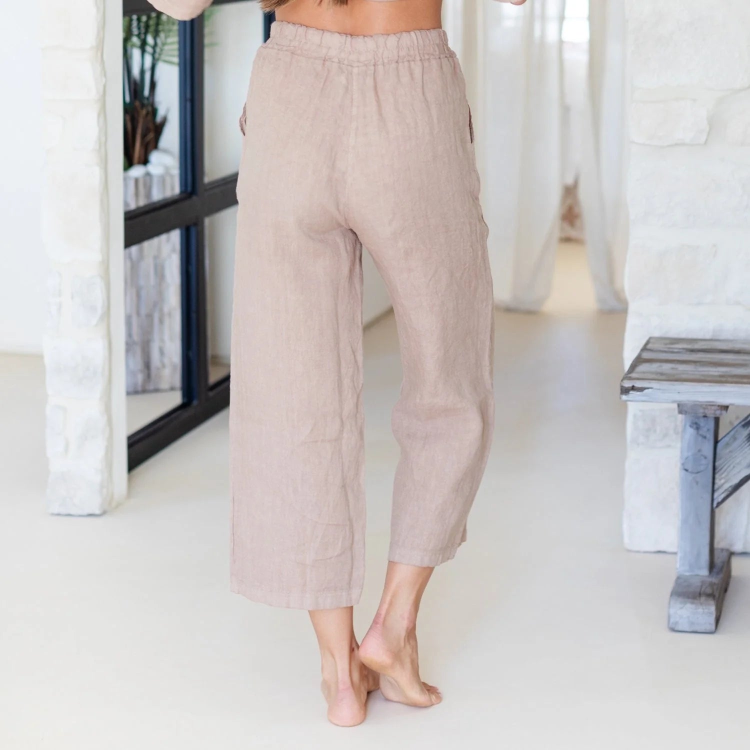 Linen Wide Cropped Pants