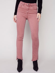 Raw Hem Flare Pants | Raspberry