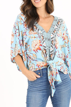 Draped Tie-Front Blouse