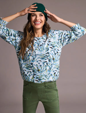3/4 Sleeve Crew Neck Sweater