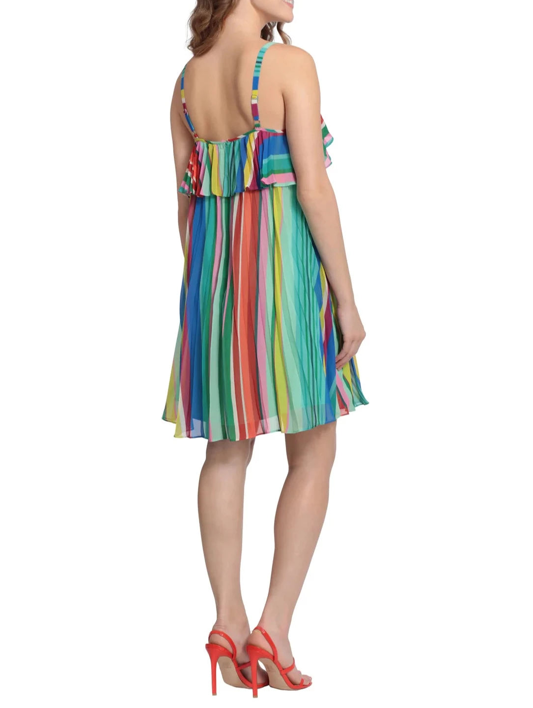 Stripe Chiffon Baby Doll Dress | Cream/Aqua