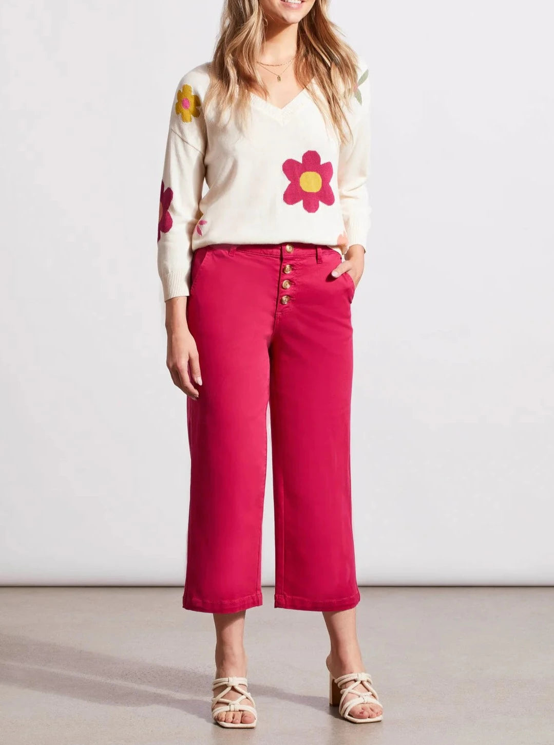 AUDREY BUTTON-FLY WIDE LEG JEANS | Daiquiri