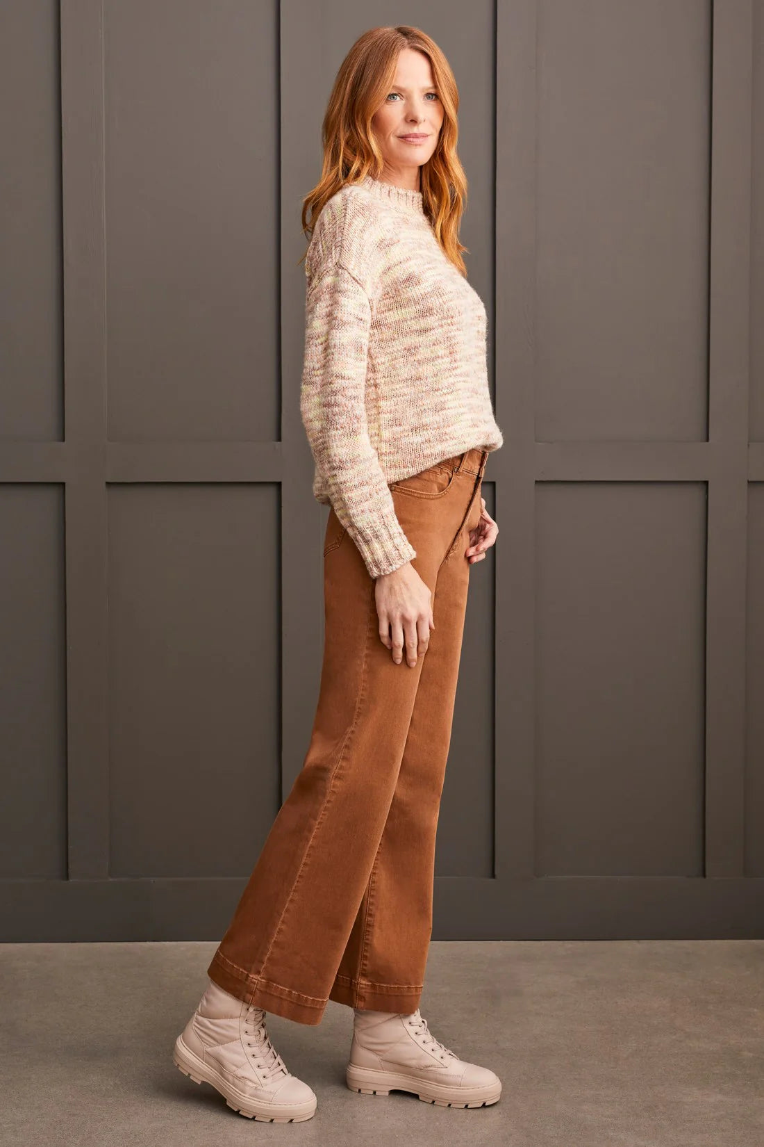 Comfort Stretch Fly Front Wide Leg Pants