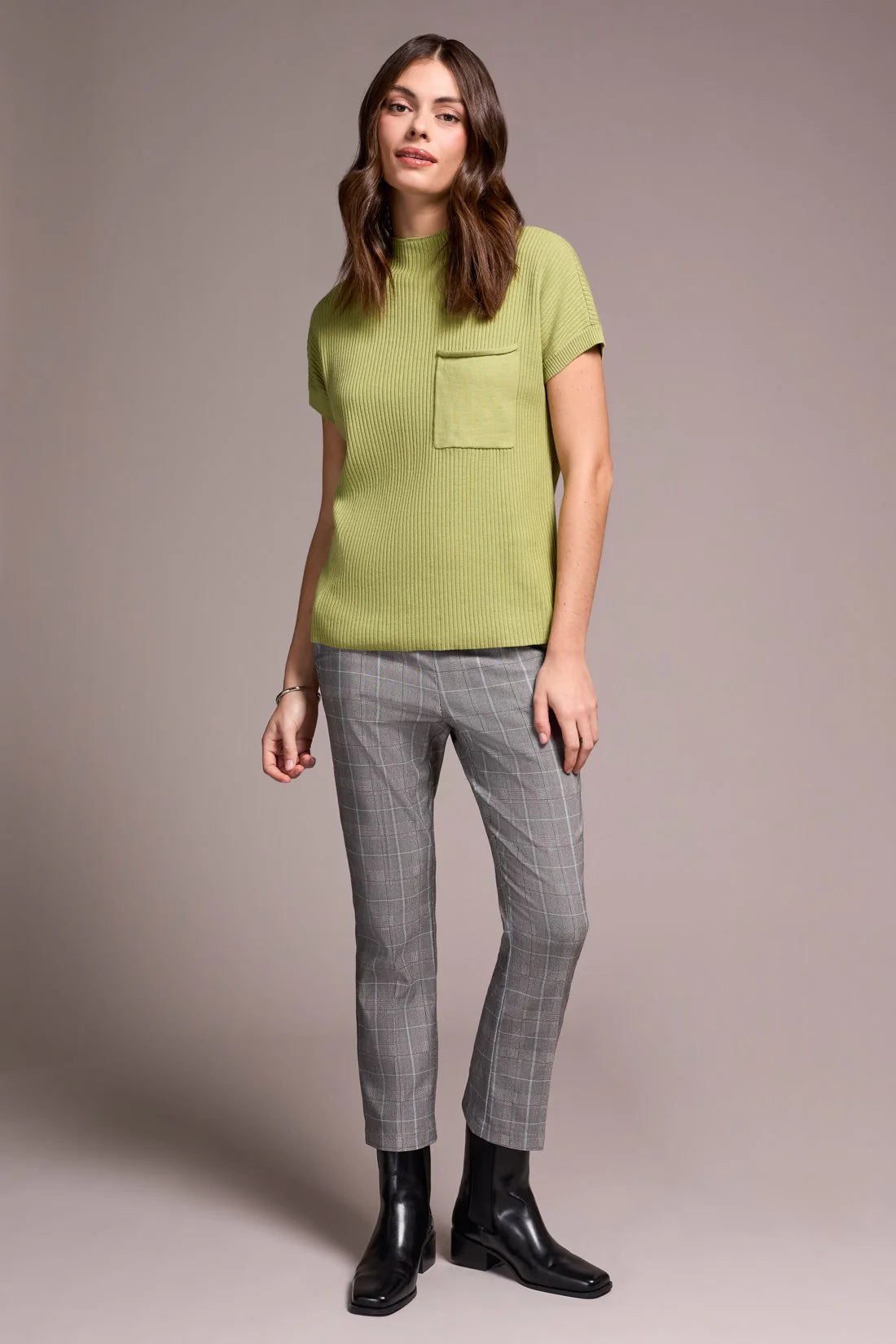 Cotton Mock Neck Cap Sleeve Short Sleeve Top