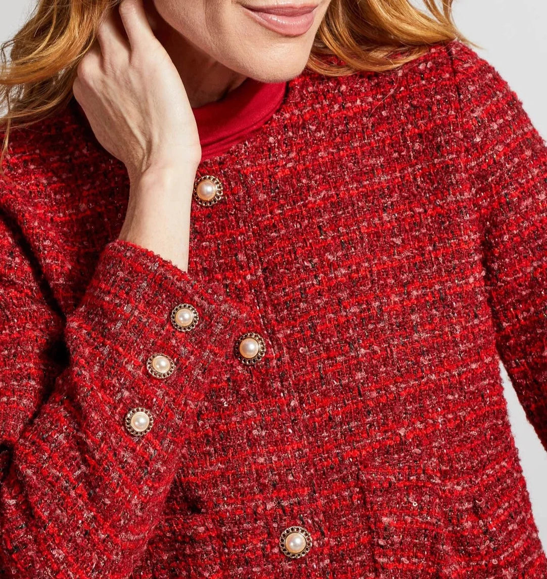 CROPPED TWEED JACKET | Earth Red