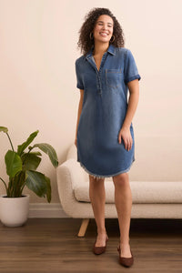 Flowy Lyocell Pop Over Shirt Dress