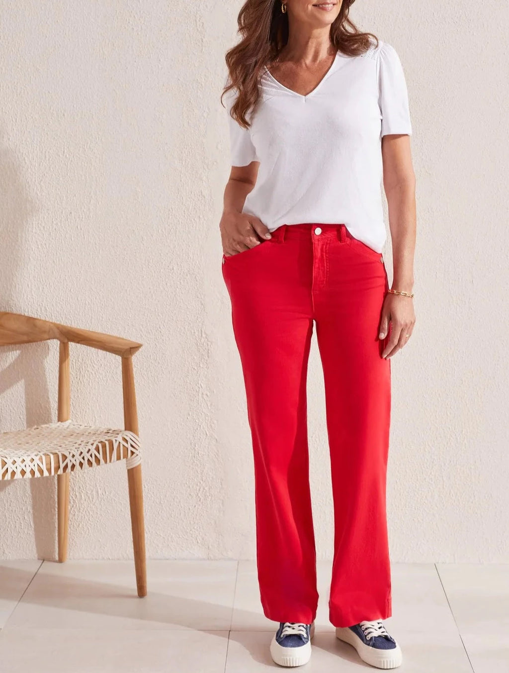 FLY FRONT WIDE LEG PANT | Poppy Red