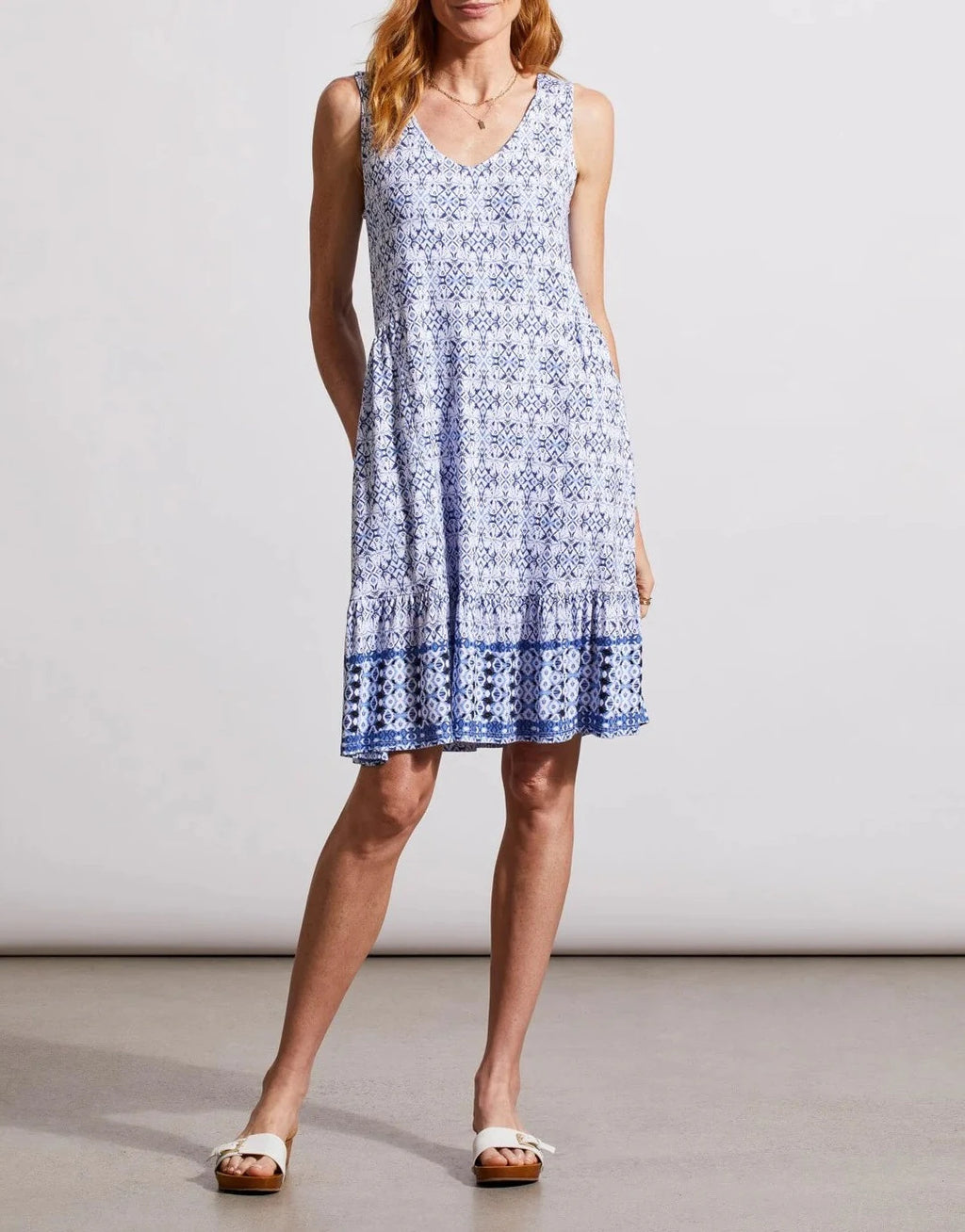 Printed Sleeveless Dress | Blue Star