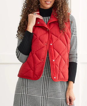 Quilted A-Line Puffer Vest | Earth Red