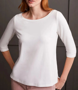 Wide Crew Neck Top With side Slits | Cream