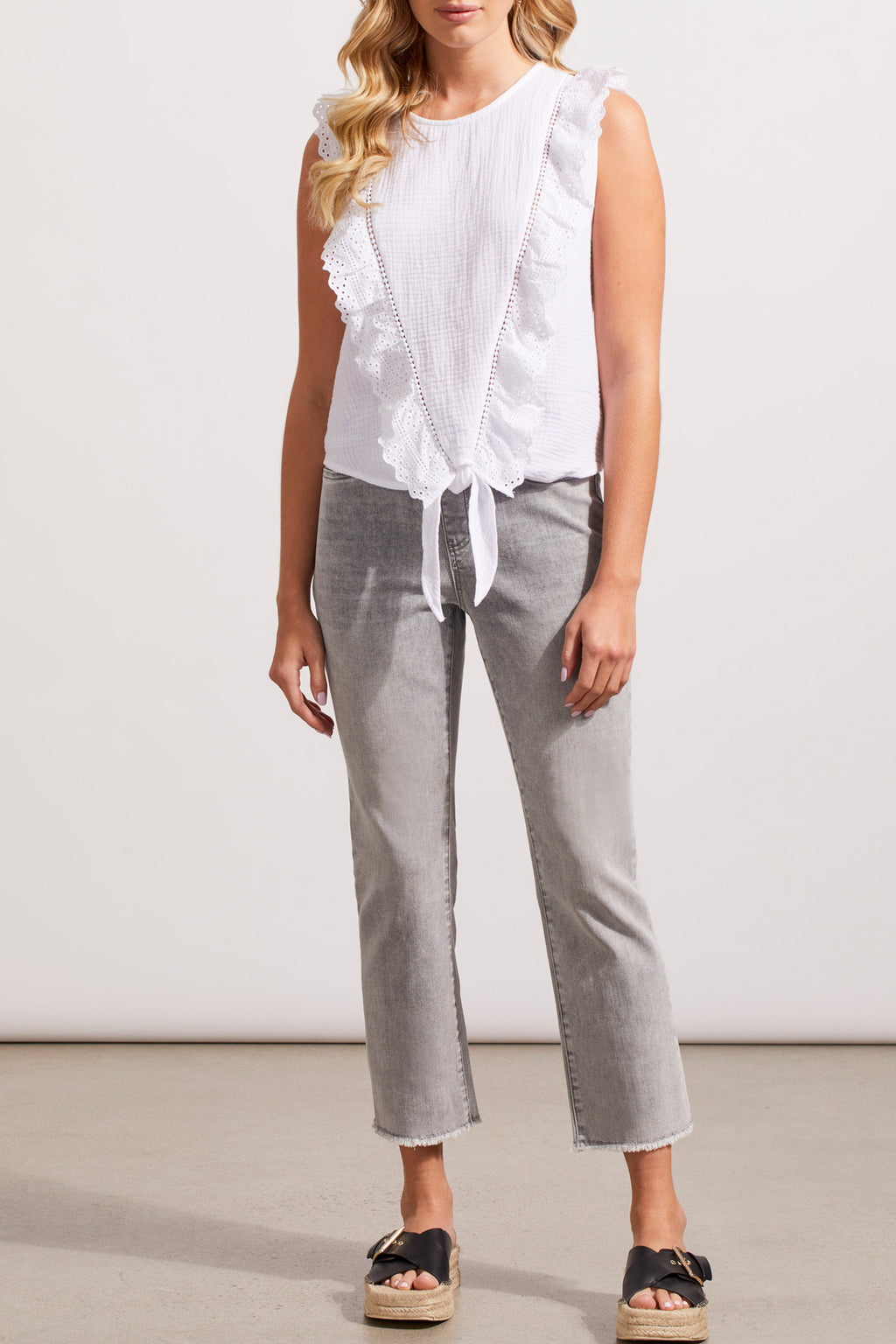 Audrey Pull On Straight Crop Pant | Grey