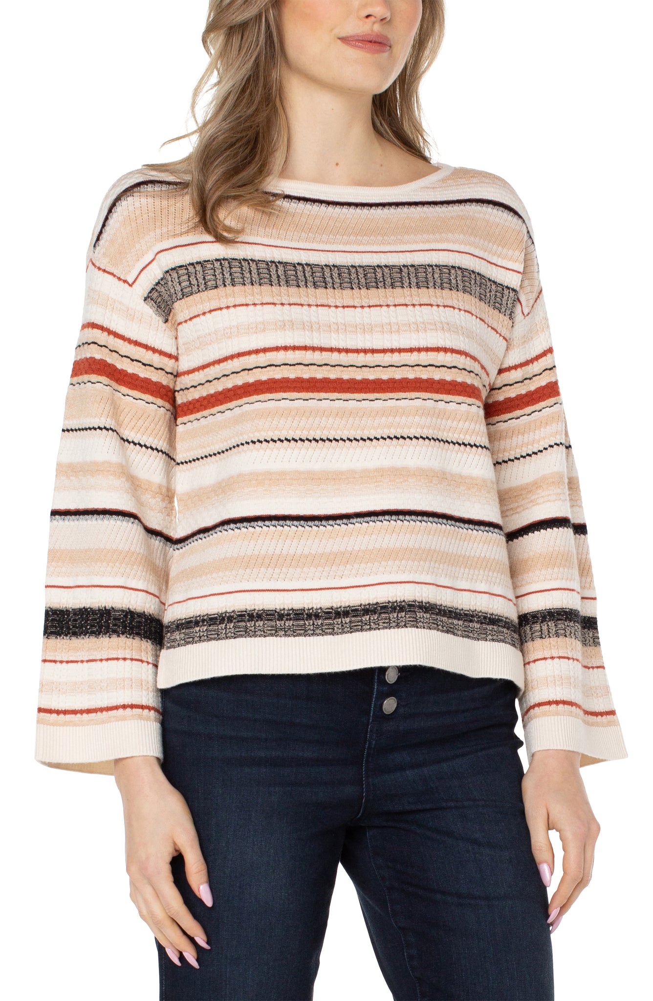 Boat Neck Textured Sweater