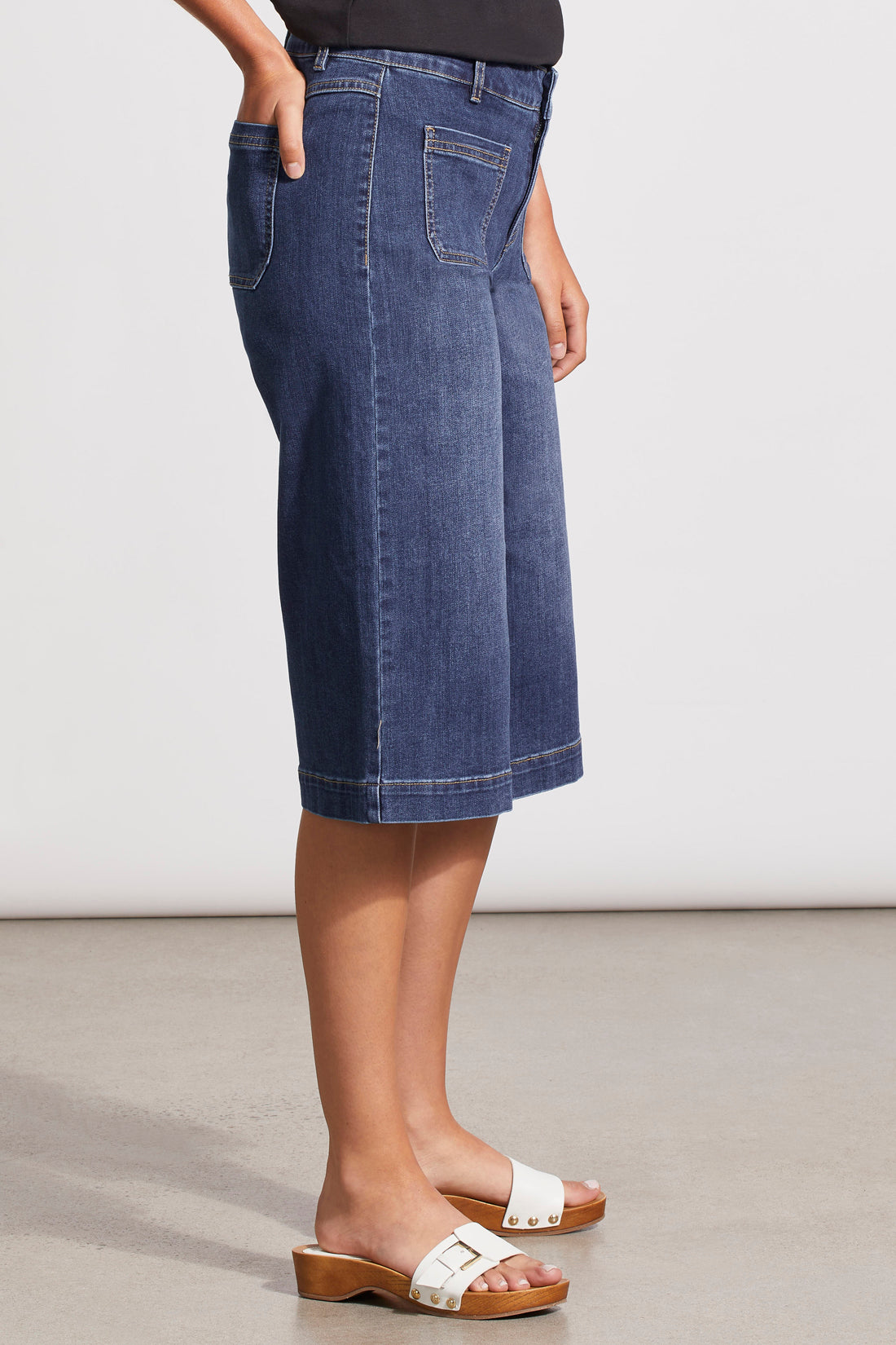 Audrey Capri Palazzo Jeans With Patch Pockets | Realblue
