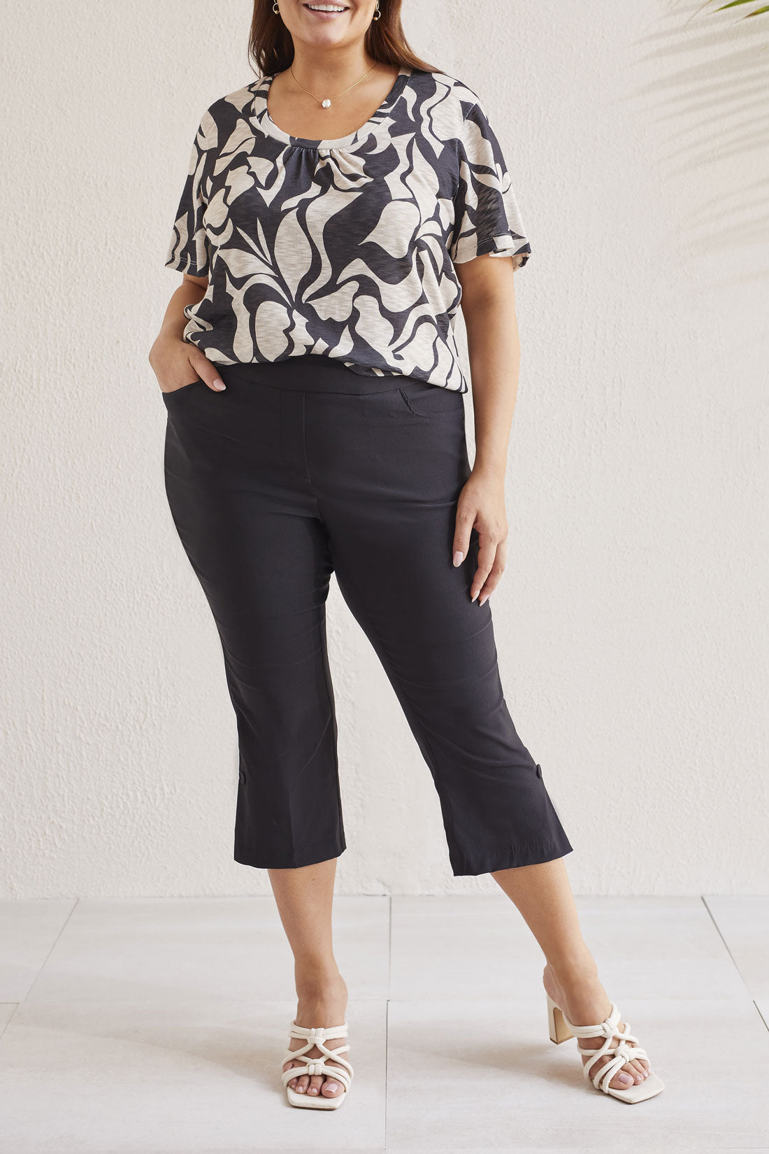 Copy of Flatten It 22" Capri W/ Buttons | Black-Plus size