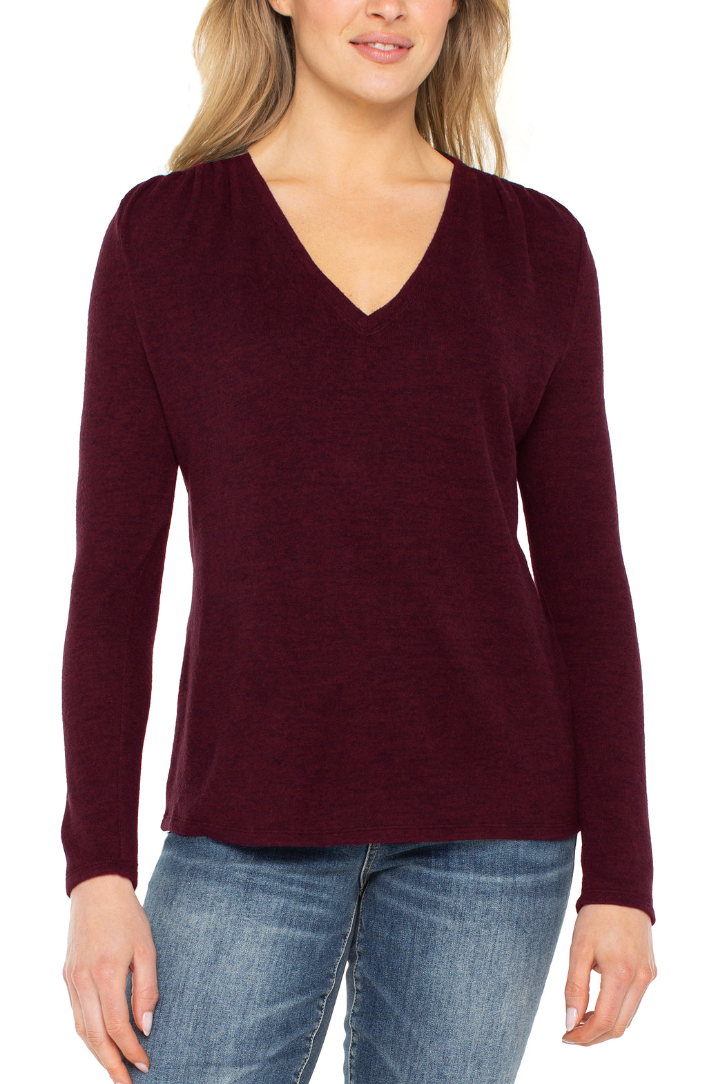 Long Sleeve V-Neck Knit Top