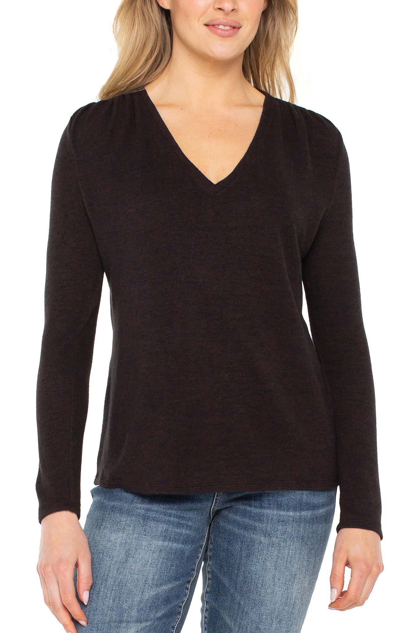 Long Sleeve V-Neck Knit Top