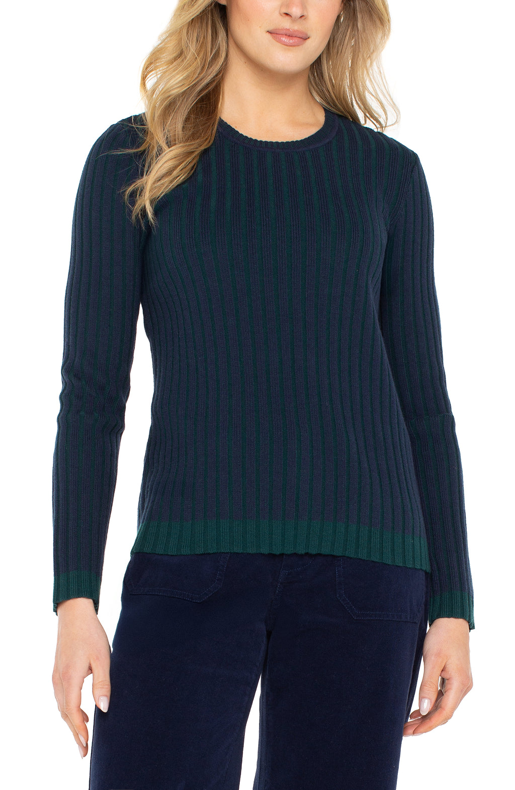 Long Sleeve Crew Neck Ribbed Sweater