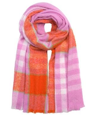 Buzzy Plaid Scarf | Candy Pink