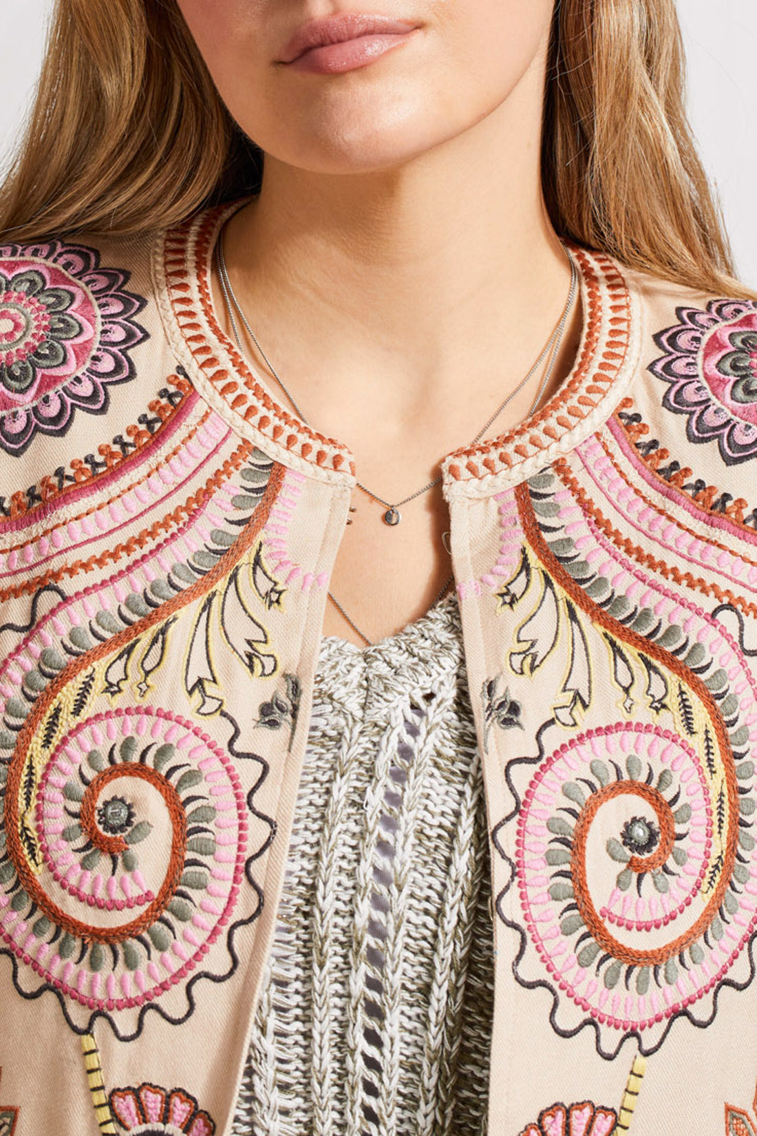 Lined Embroidered Crop Jacket | Antique Rose