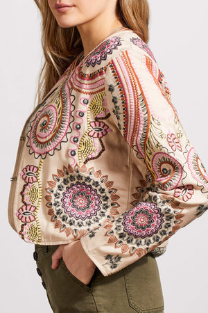 Lined Embroidered Crop Jacket | Antique Rose