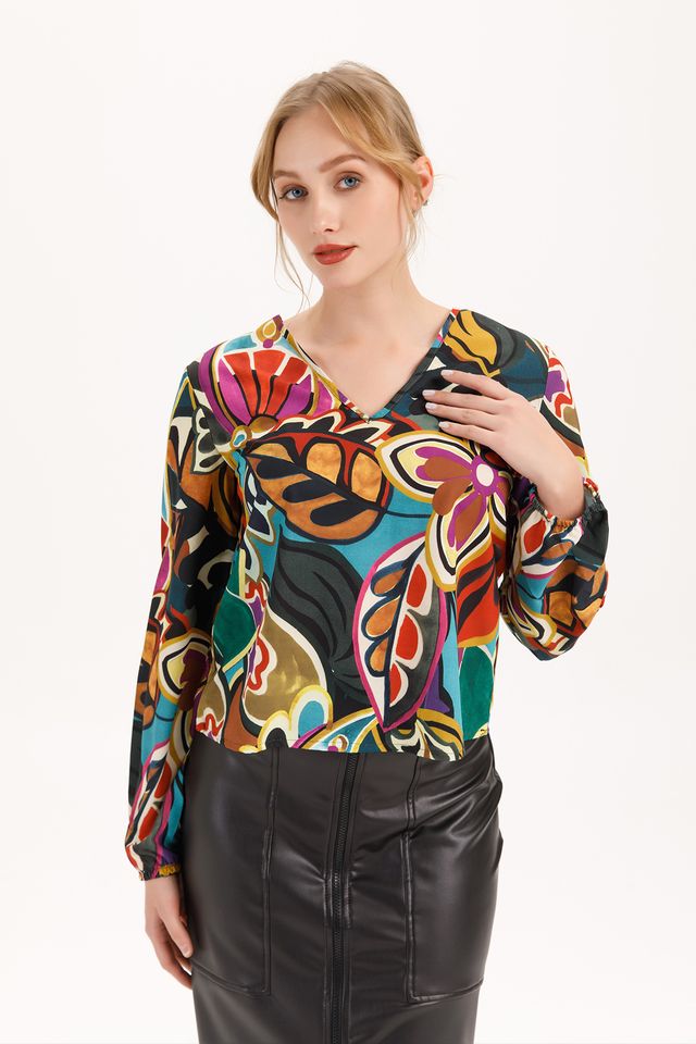 Majorca Long Sleeve V-Neck Blouse