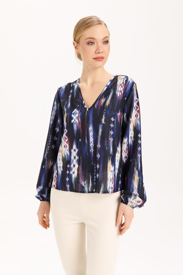 Vidal Long Sleeve V-Neck Blouse