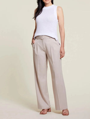 Wide Leg Pleated Trouser | Flax