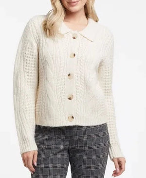 Cable Knit Collared Cardigan |  Oatmeal