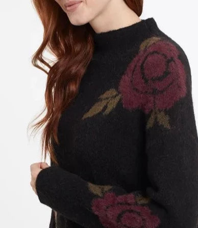 EYELASH YARN FUNNEL NECK SWEATER